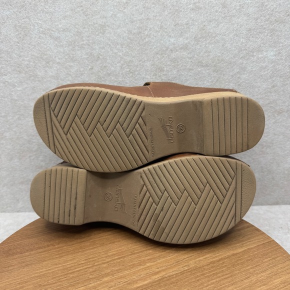 Dansko Mary Jane Clogs 36 Brown Leather Buckle Strap Comfort Boho Mules Comfort - Picture 7 of 9